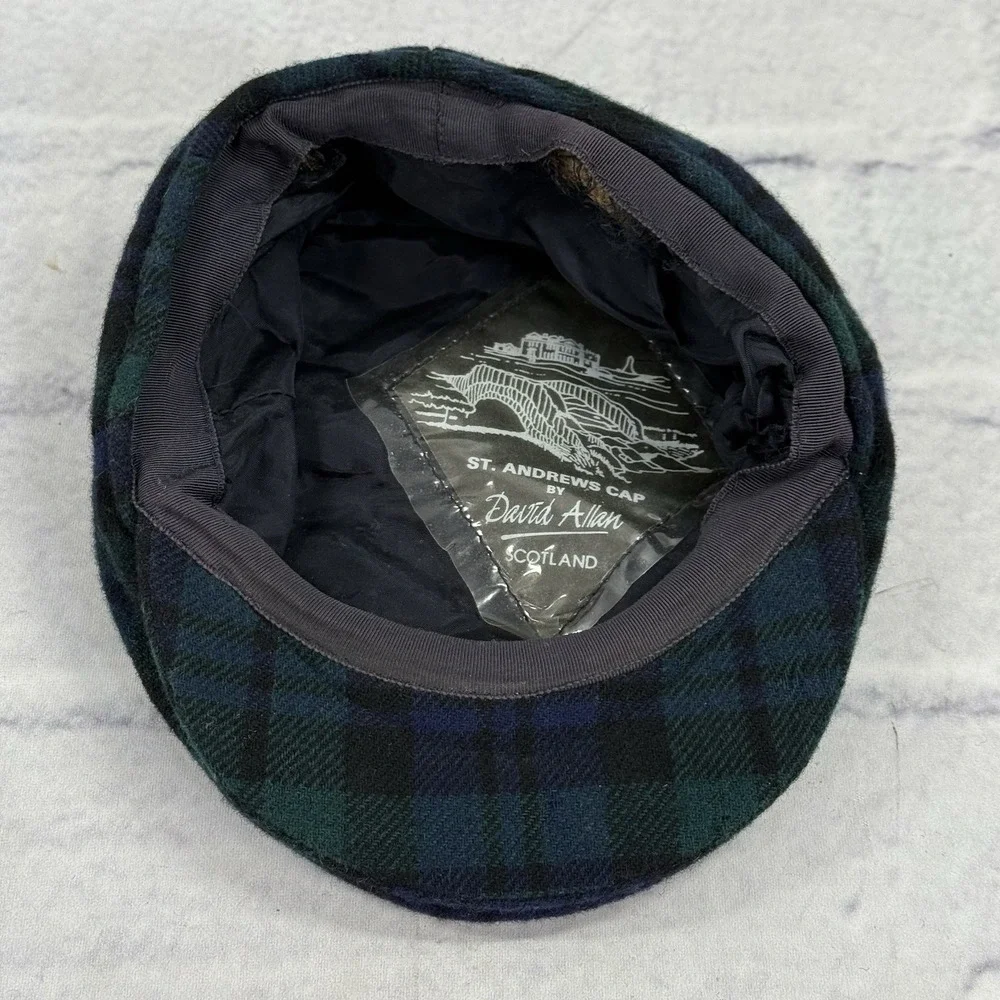 Vintage St. Andrews Cabbie Cap by David Allan Scotland S PURE Wool‎ Blackwatch
